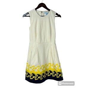 Draper James Climbing Bloom Women Sz 0 Dress Floral Blue Yellow Embroidered E4